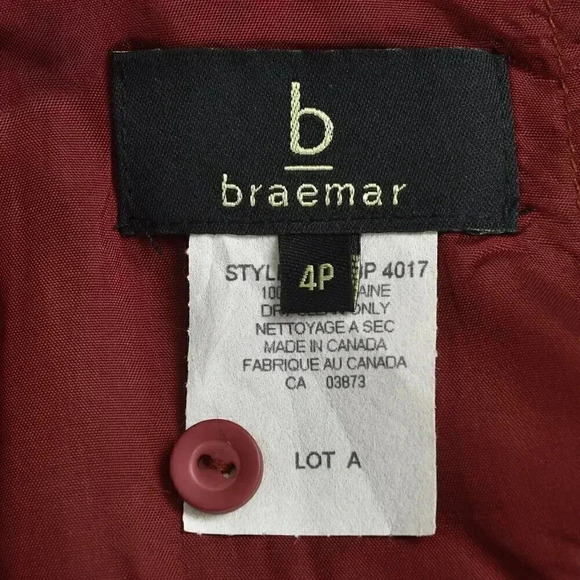 NWT Vintage Braemar Wool Pencil Shirt  Burgundy Size 4 Petite - Picture 7 of 10